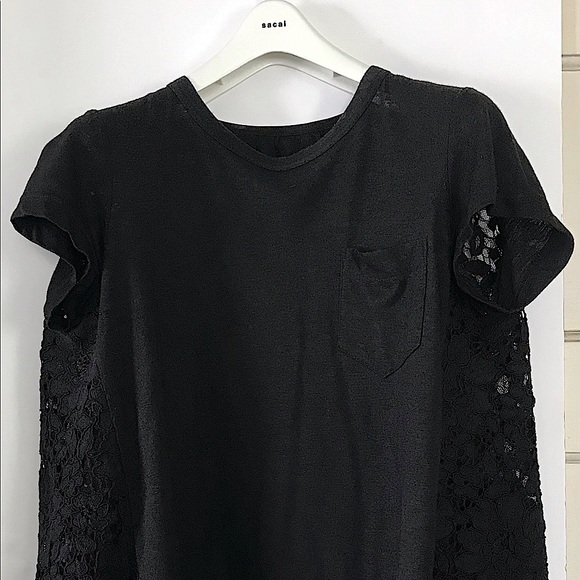 Sacai Mixed Media Lace and Tulle T-Shirt - Picture 2 of 7